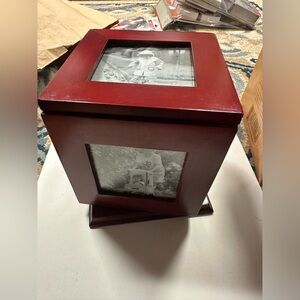 Set of Two Rosewood Desktop Photo Cube and Matching Frame